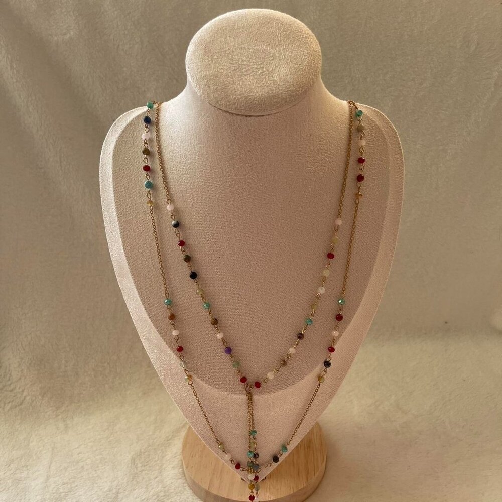 Multi-Strand Layered Beaded Y-Necklace - Picture 3 of 7